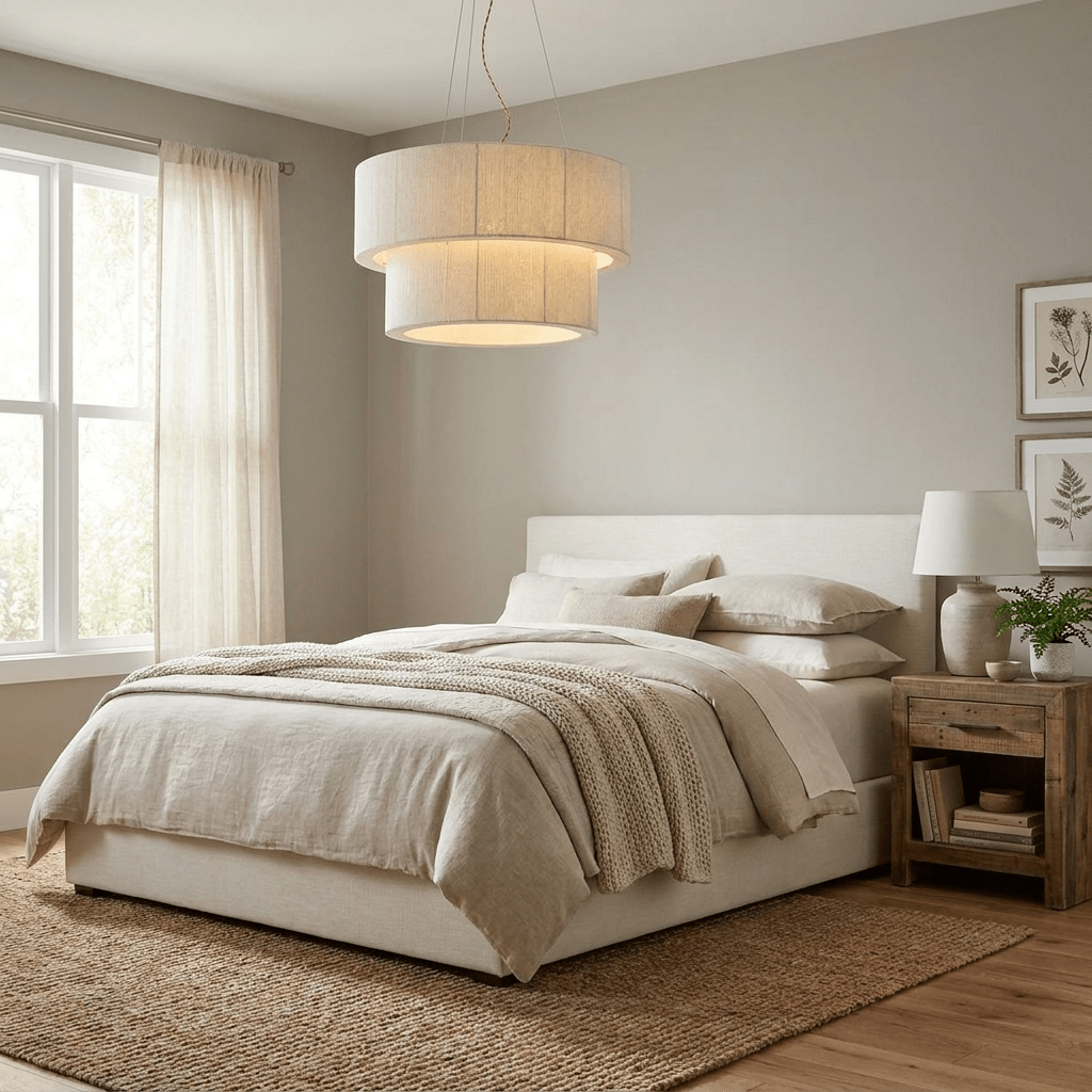 Double Layer Cotton Drum Pendant Lamp