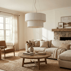 Double Layer Cotton Drum Pendant Lamp