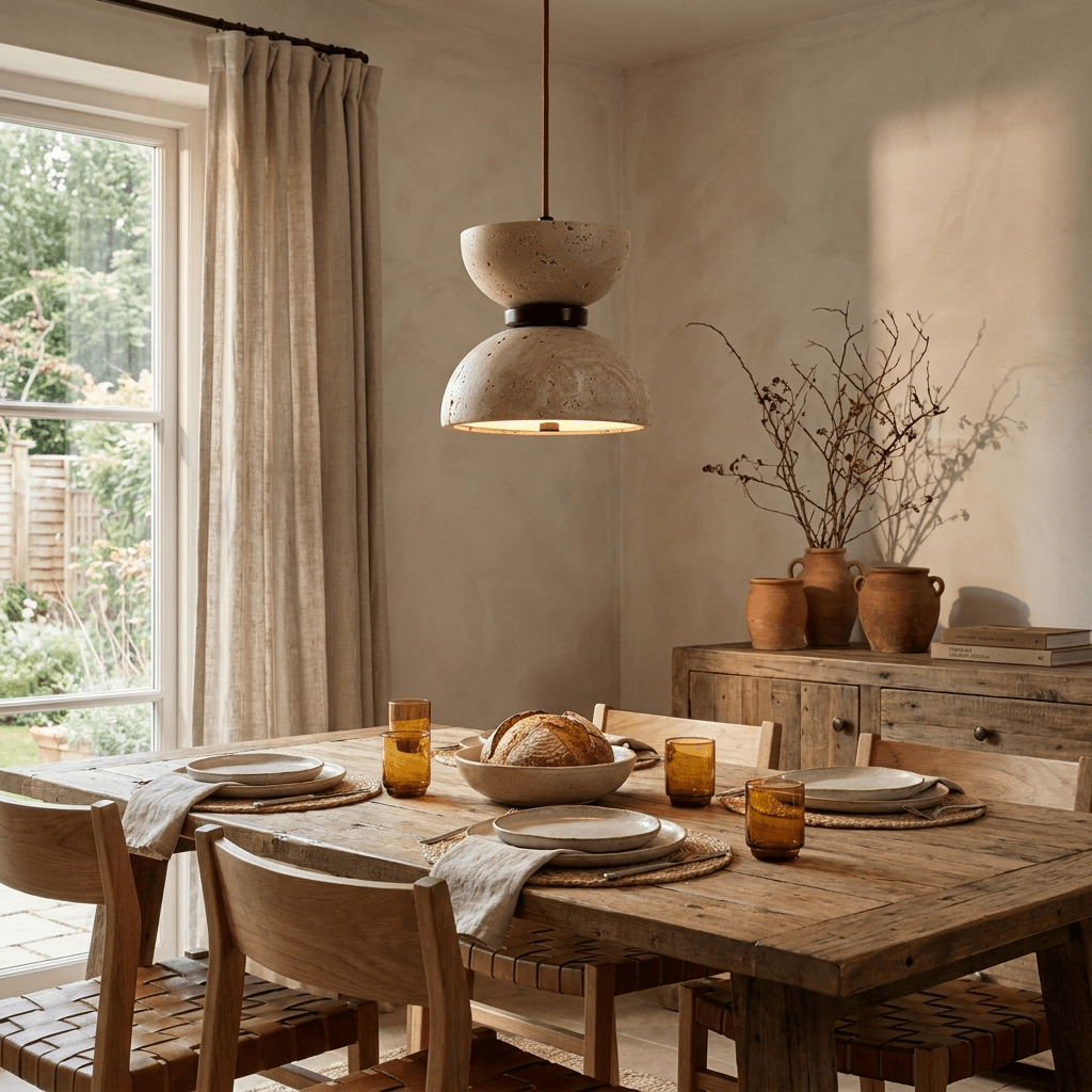 Hourglass Travertine Pendant Lamp