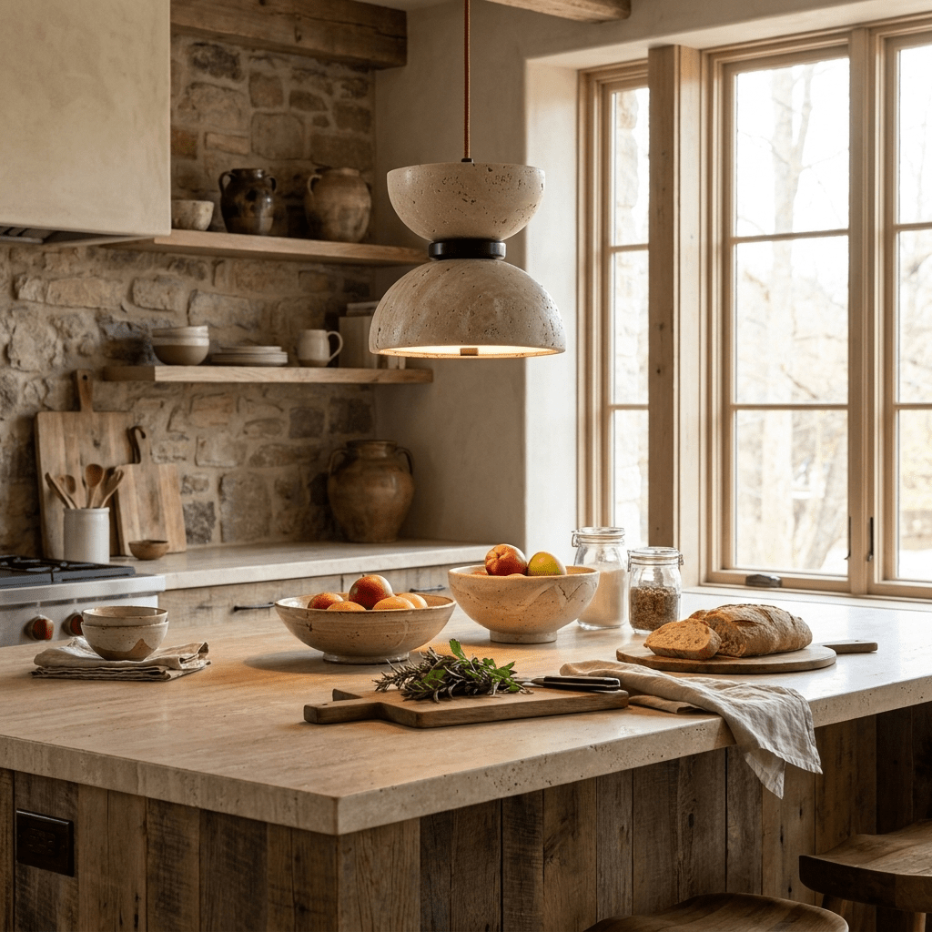 Hourglass Travertine Pendant Lamp