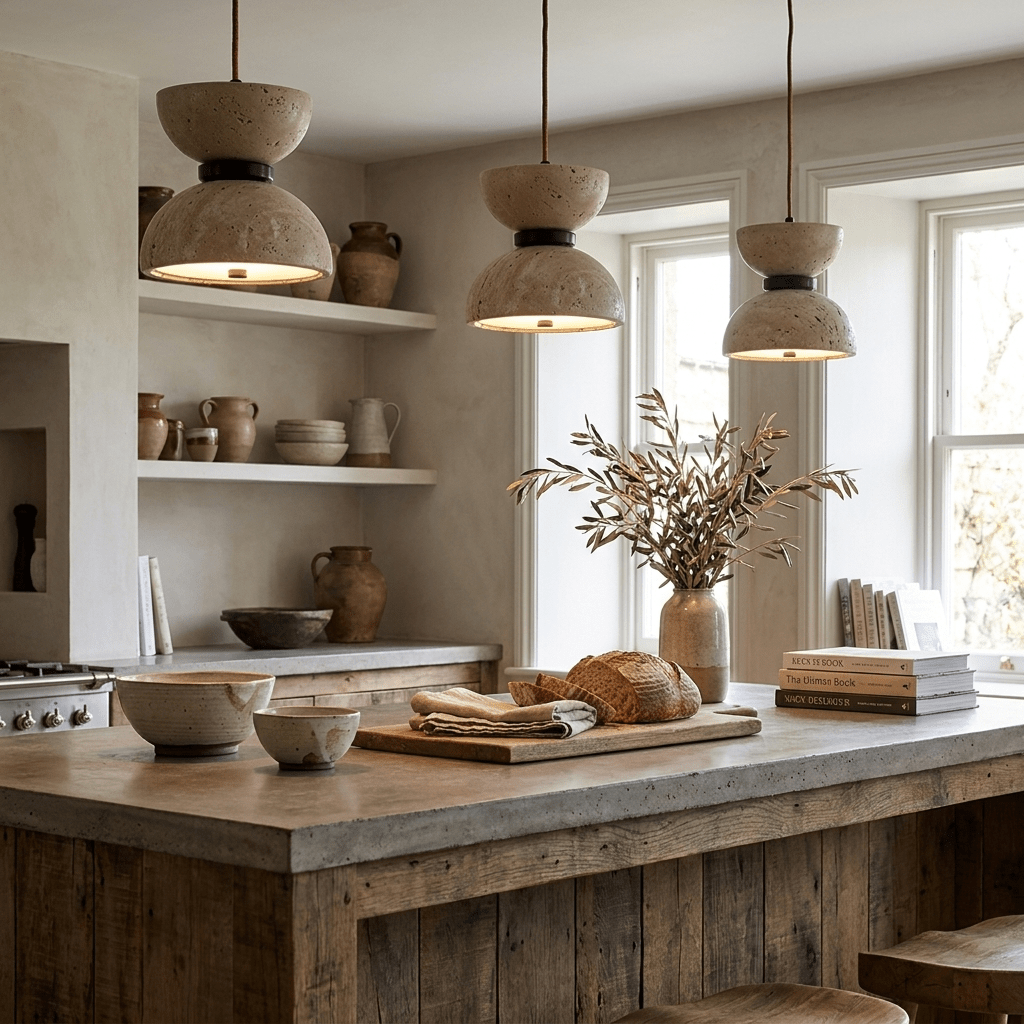 Hourglass Travertine Pendant Lamp