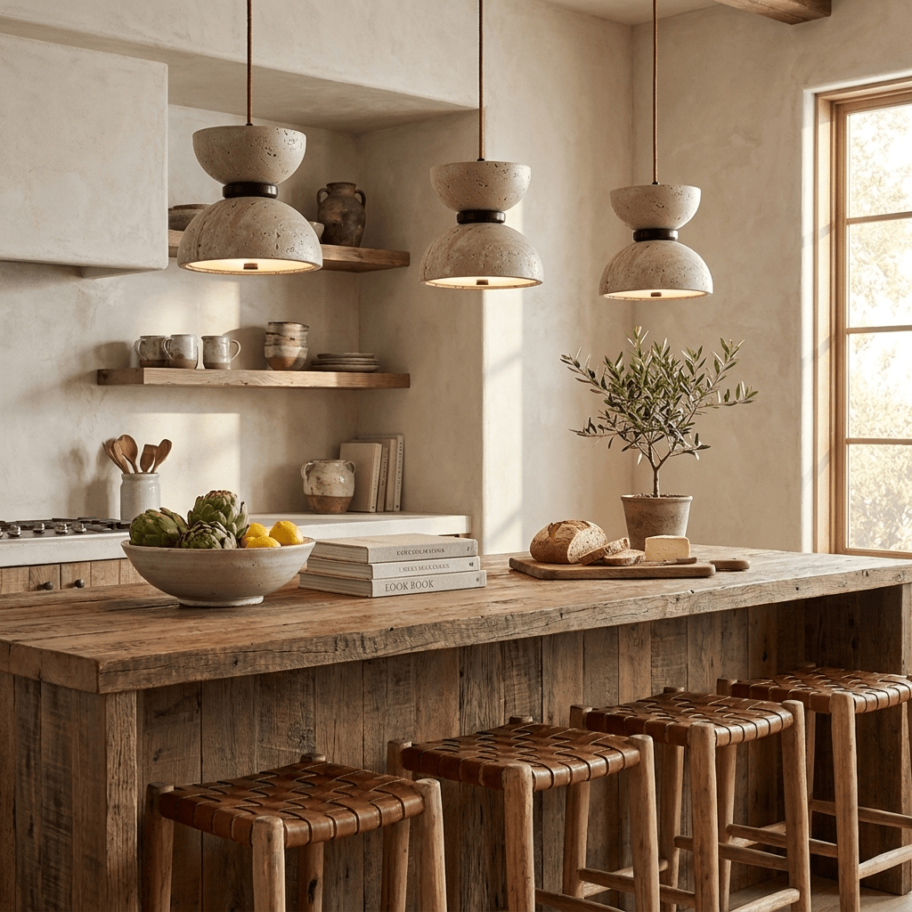 Hourglass Travertine Pendant Lamp