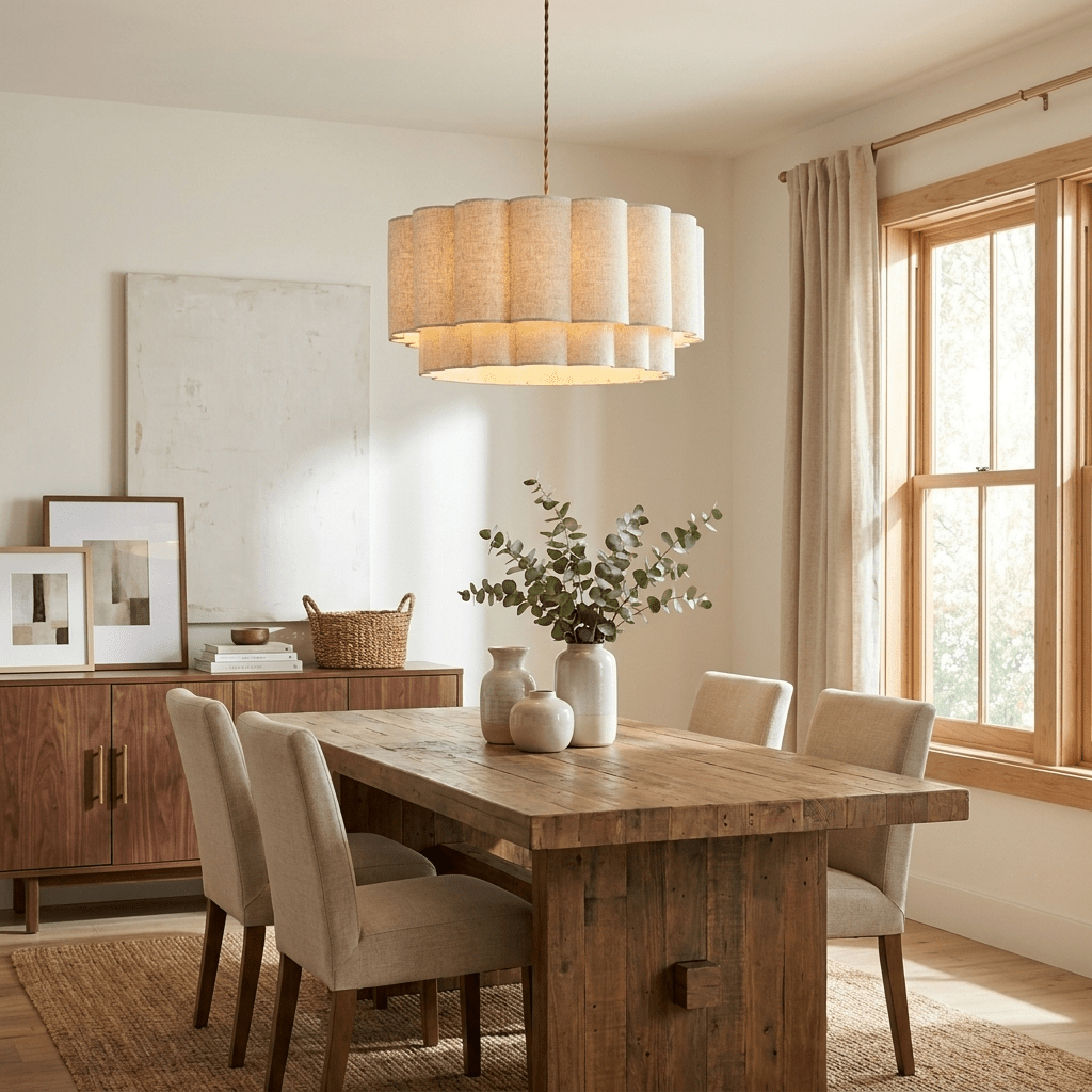 Fabric Petal Cylinder Pendant Lamp