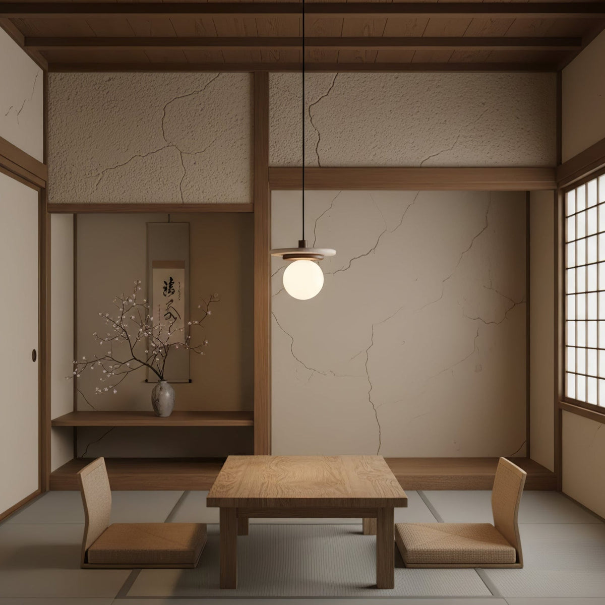 Travertine Disk Pendant Light