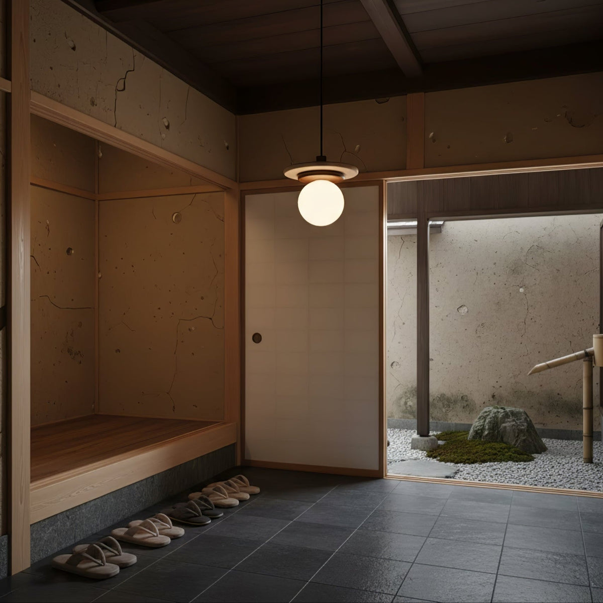 Travertine Disk Pendant Light