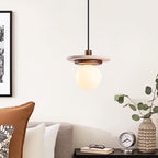 Travertine Disk Pendant Light
