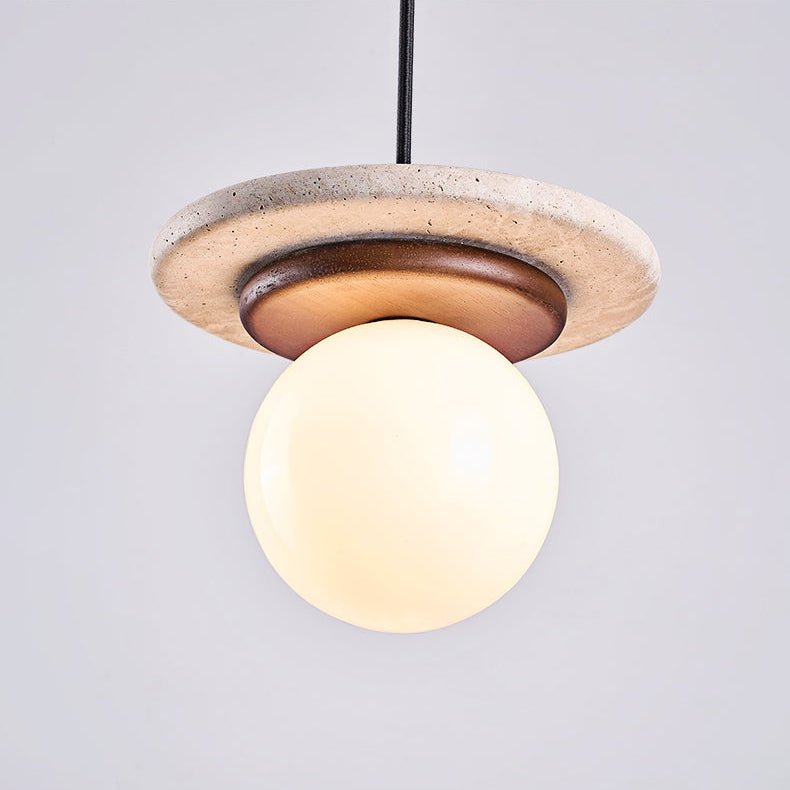 Travertine Disk Pendant Light
