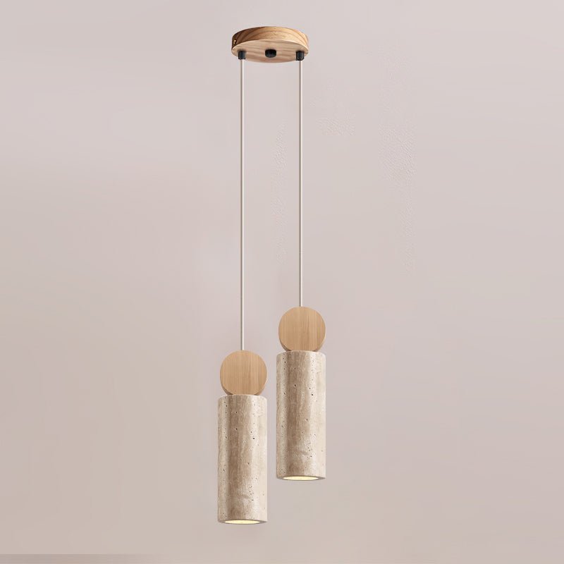 Travertine Cylinder Disc Pendant Light