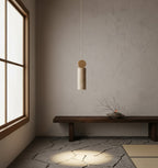 Travertine Cylinder Disc Pendant Light