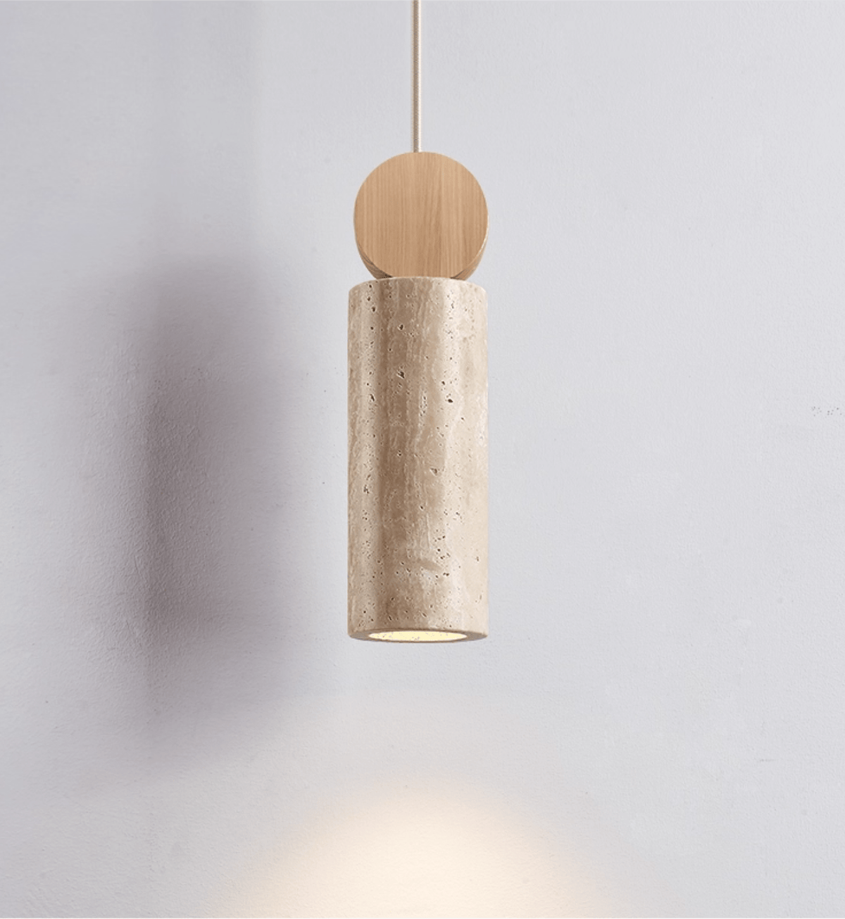 Travertine Cylinder Disc Pendant Light