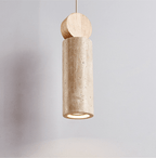 Travertine Cylinder Disc Pendant Light
