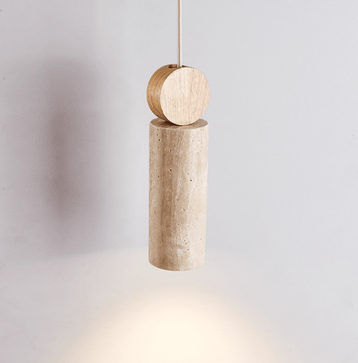 Travertine Cylinder Disc Pendant Light