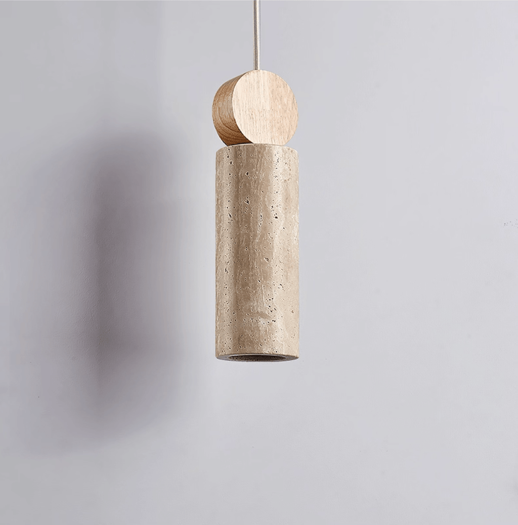 Travertine Cylinder Disc Pendant Light