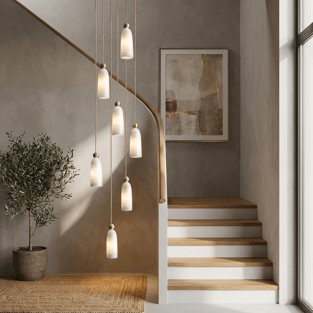 Alabaster Bell Cluster Pendant Lamp