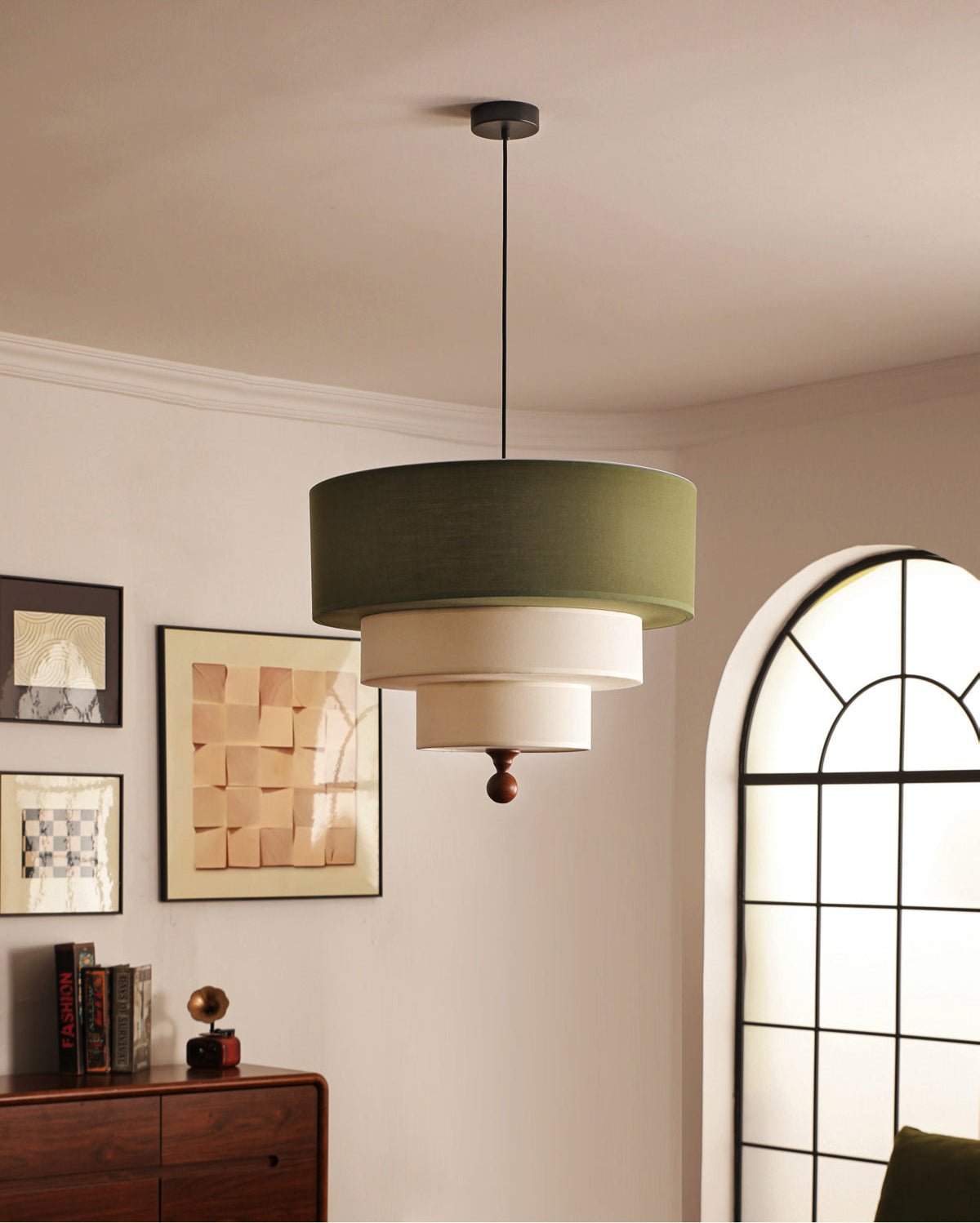 Tiered Fabric Pendant Light