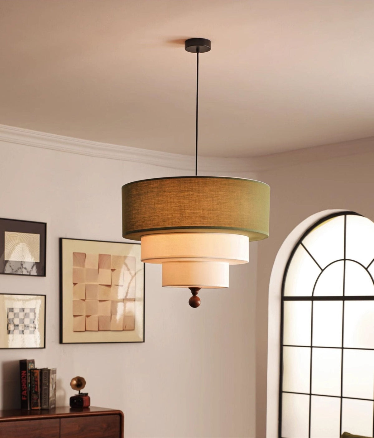 Tiered Fabric Pendant Light