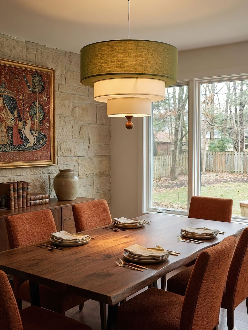 Tiered Fabric Pendant Light