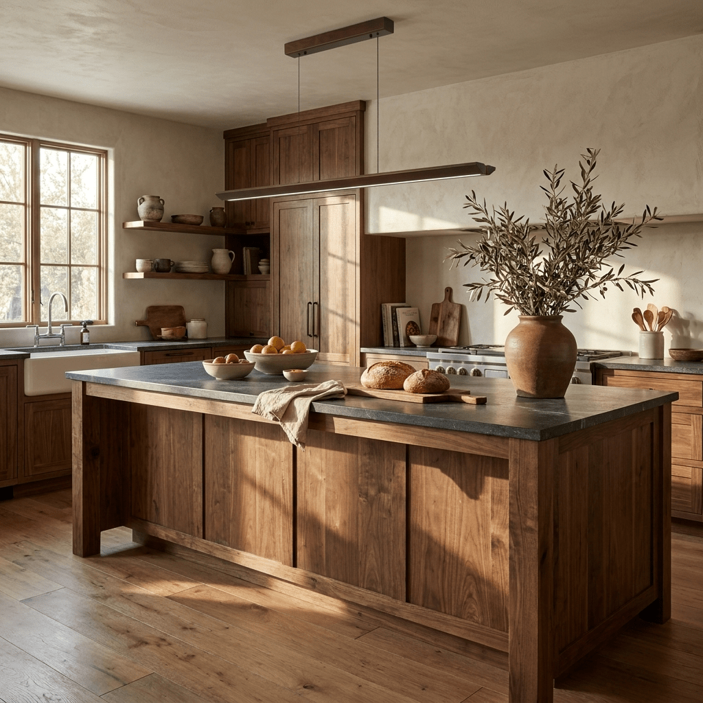 Beveled Wood Linear Pendant Lamp