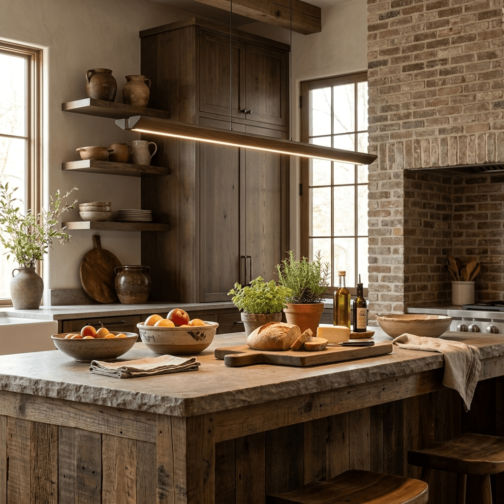 Beveled Wood Linear Pendant Lamp