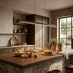 Beveled Wood Linear Pendant Lamp