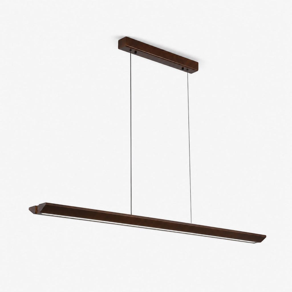 Beveled Wood Linear Pendant Lamp