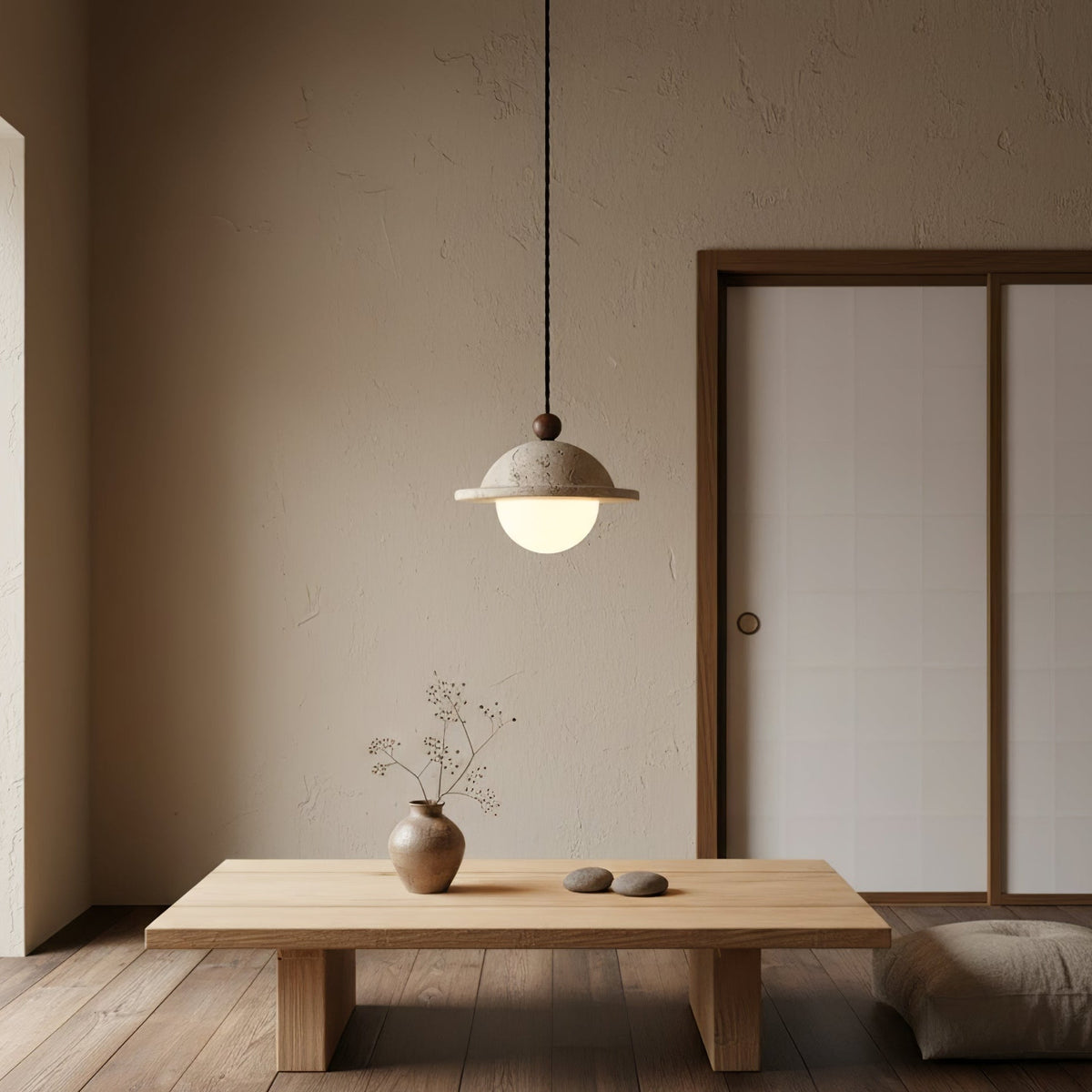 Travertine Saucer Pendant Light