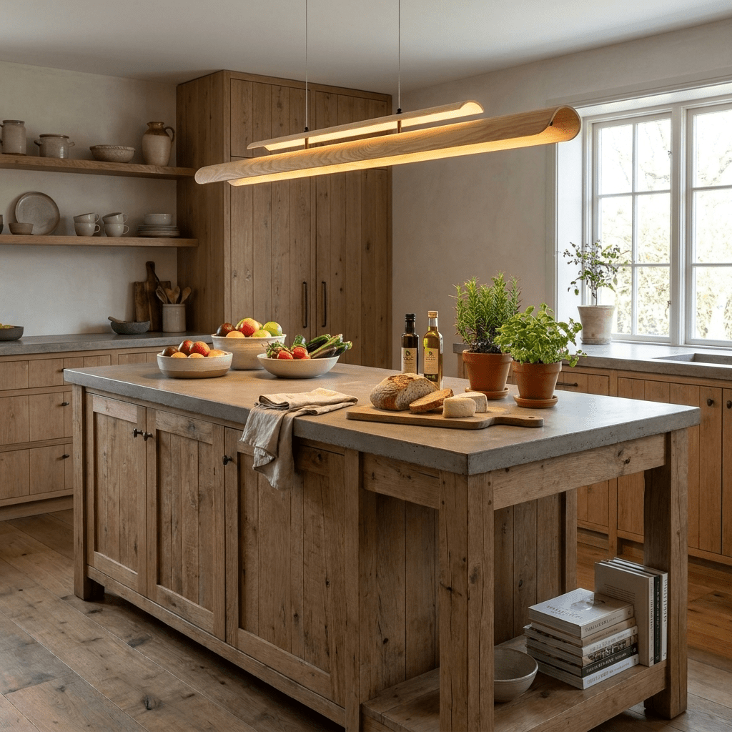Two Tier Wood Linear Pendant Light
