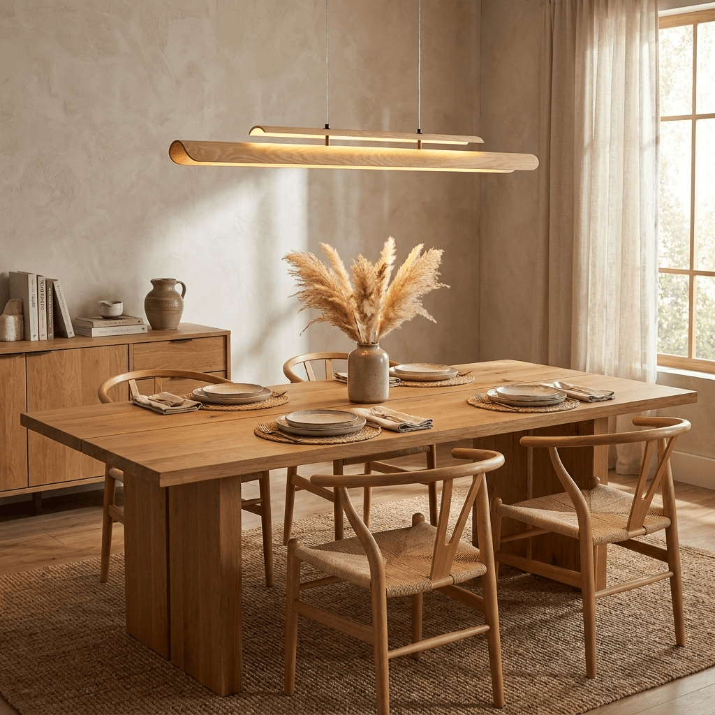 Two Tier Wood Linear Pendant Light