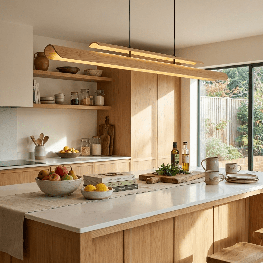 Two Tier Wood Linear Pendant Light