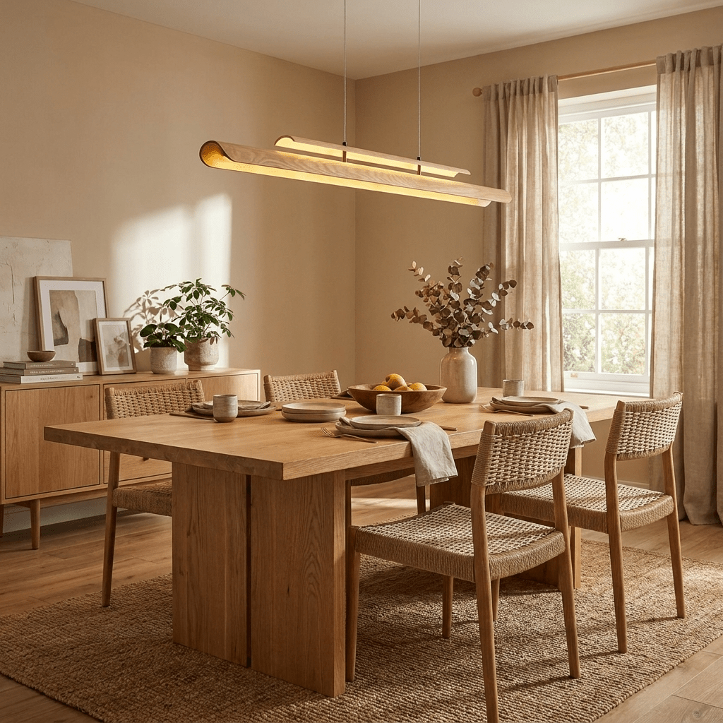 Two Tier Wood Linear Pendant Light