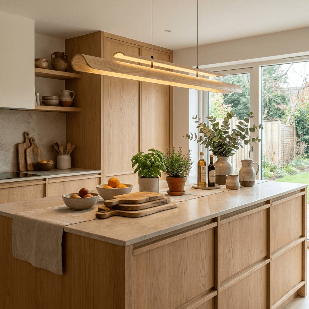 Two Tier Wood Linear Pendant Light