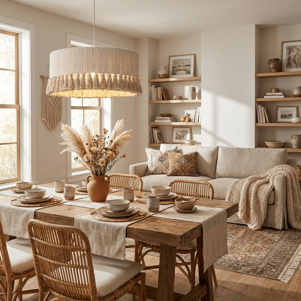 Cotton Fringe Drum Pendant Lamp