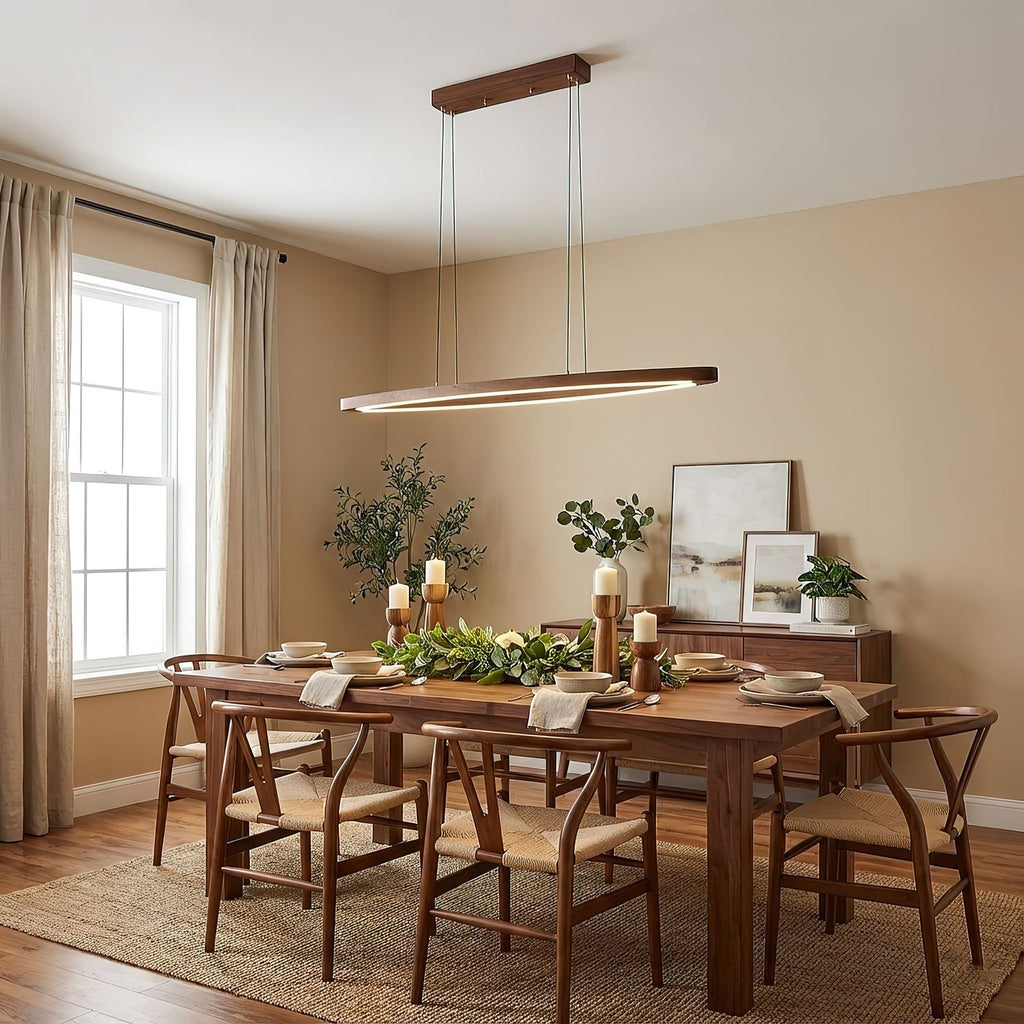 Walnut Arc Linear Pendant Lamp