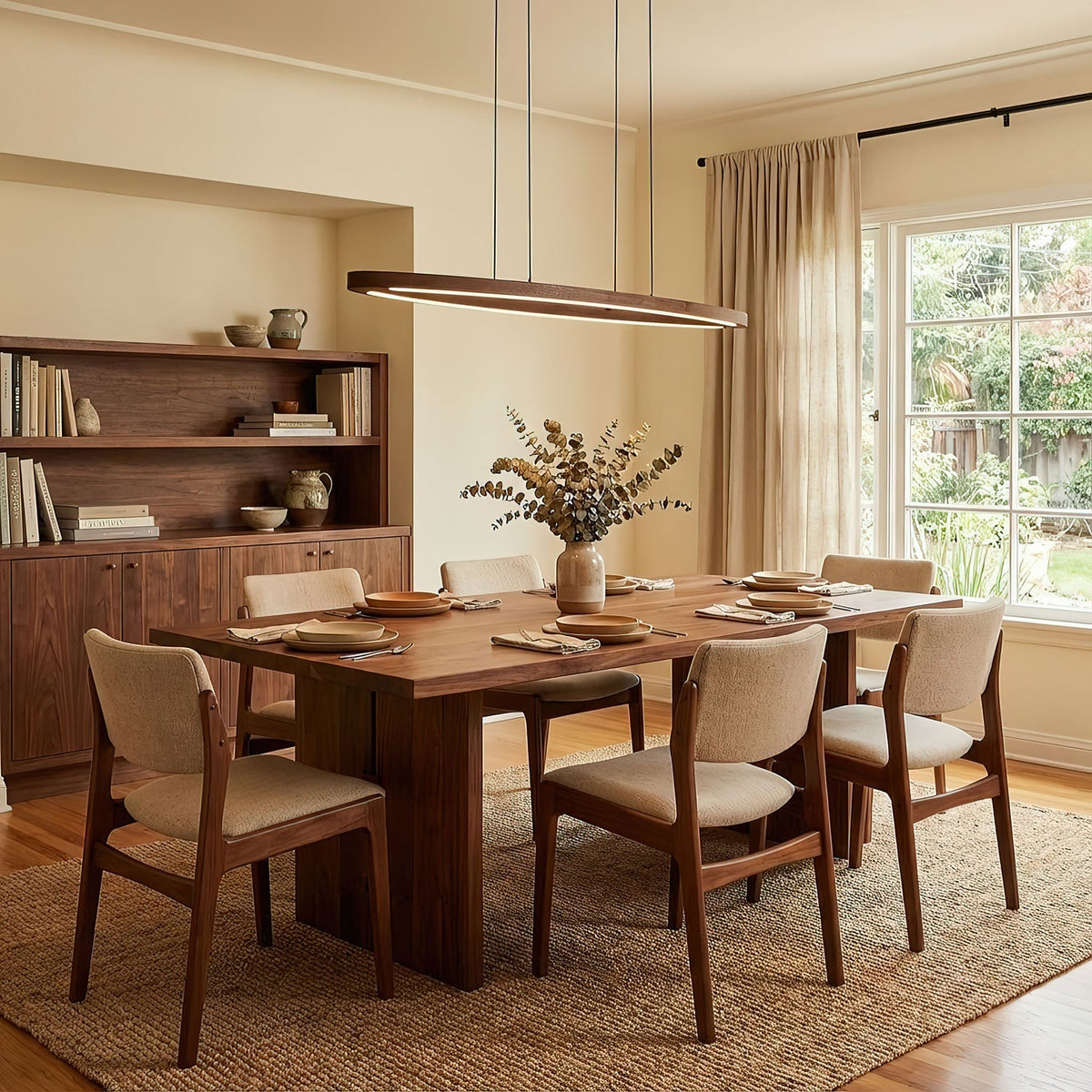 Walnut Arc Linear Pendant Lamp