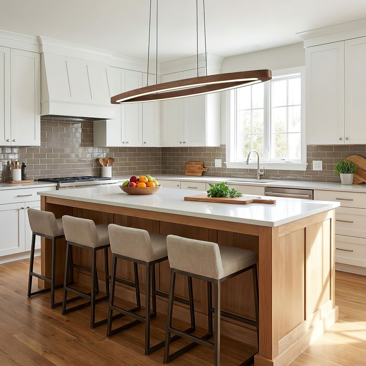 Walnut Arc Linear Pendant Lamp