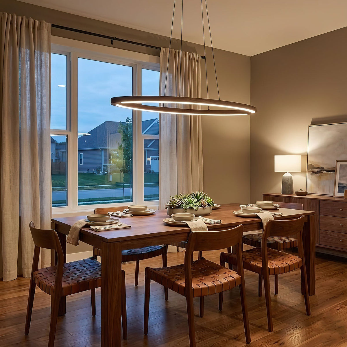 Walnut Arc Linear Pendant Lamp