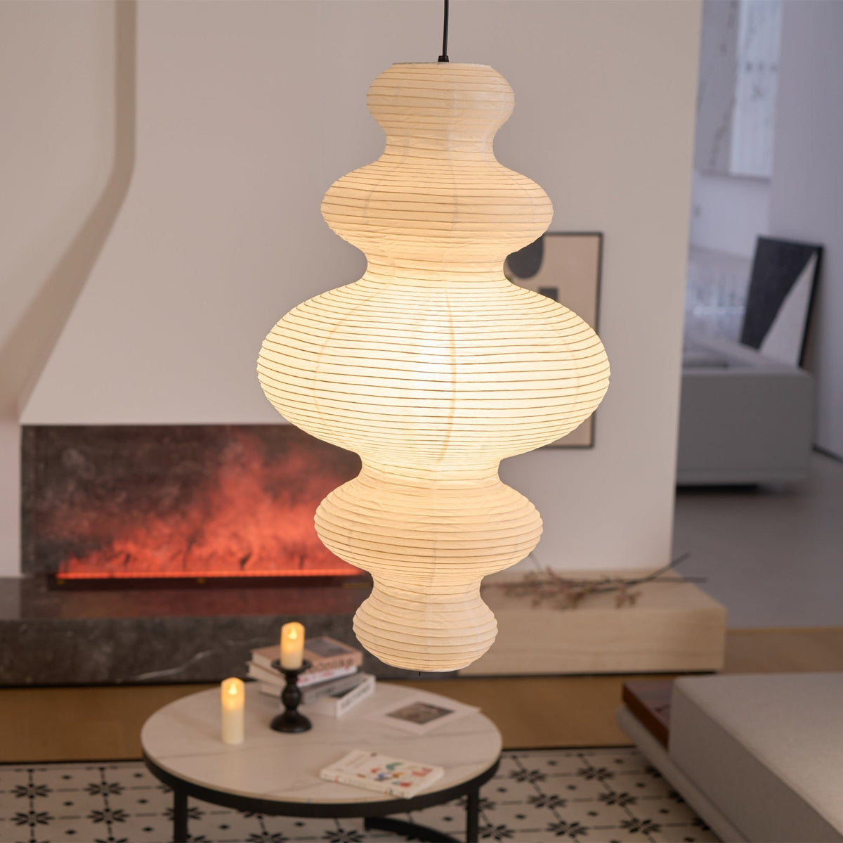 Kozo Paper Metal Pendant Lamp