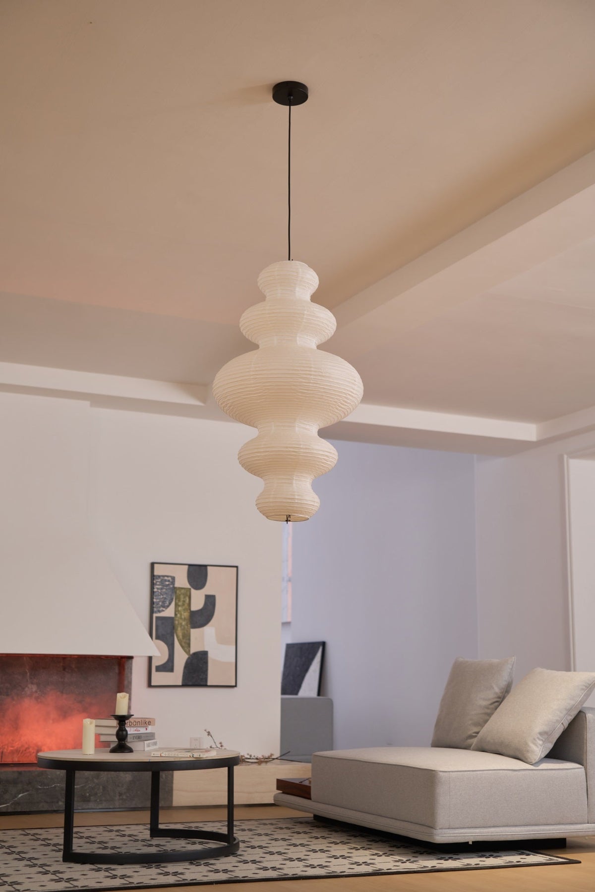 Kozo Paper Metal Pendant Lamp