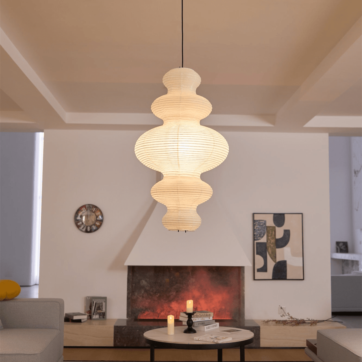 Kozo Paper Metal Pendant Lamp