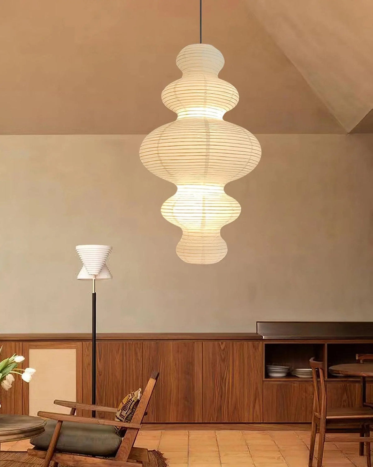 Kozo Paper Metal Pendant Lamp
