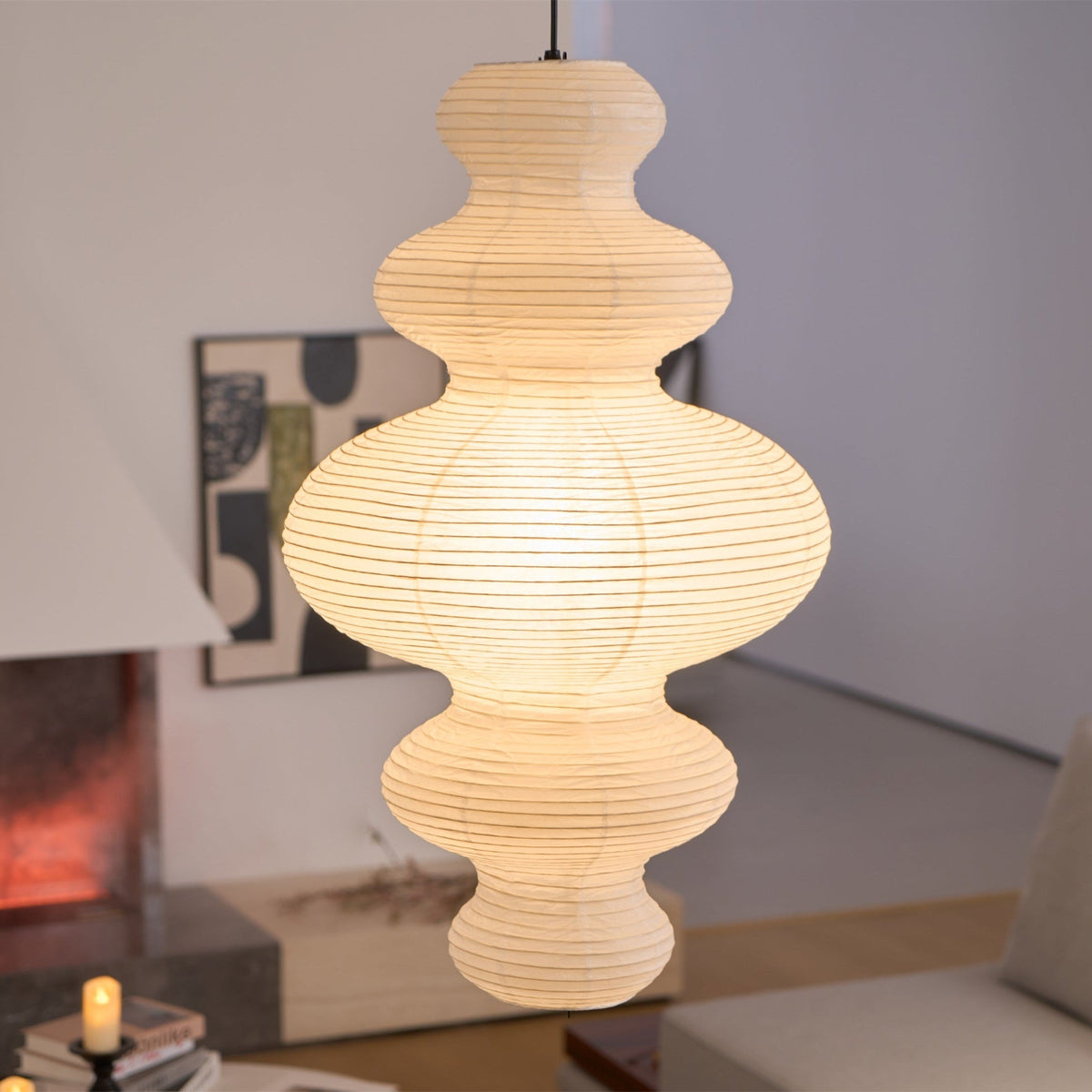 Kozo Paper Metal Pendant Lamp