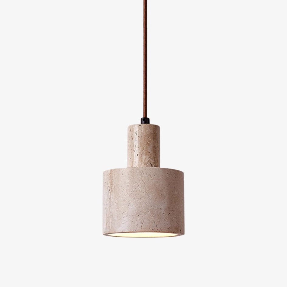 Cylindrical Travertine Pendant Lamp