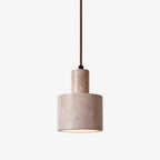 Cylindrical Travertine Pendant Lamp