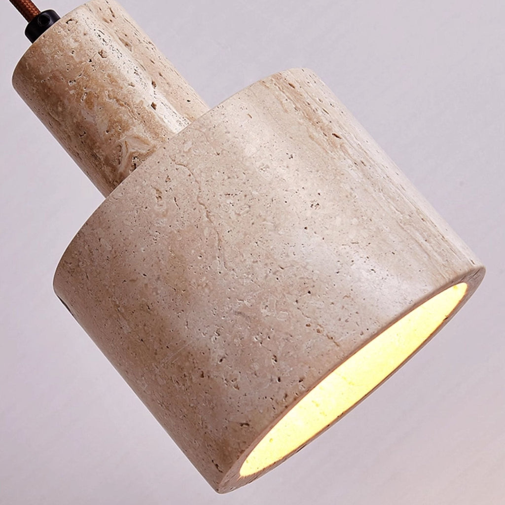 Cylindrical Travertine Pendant Lamp