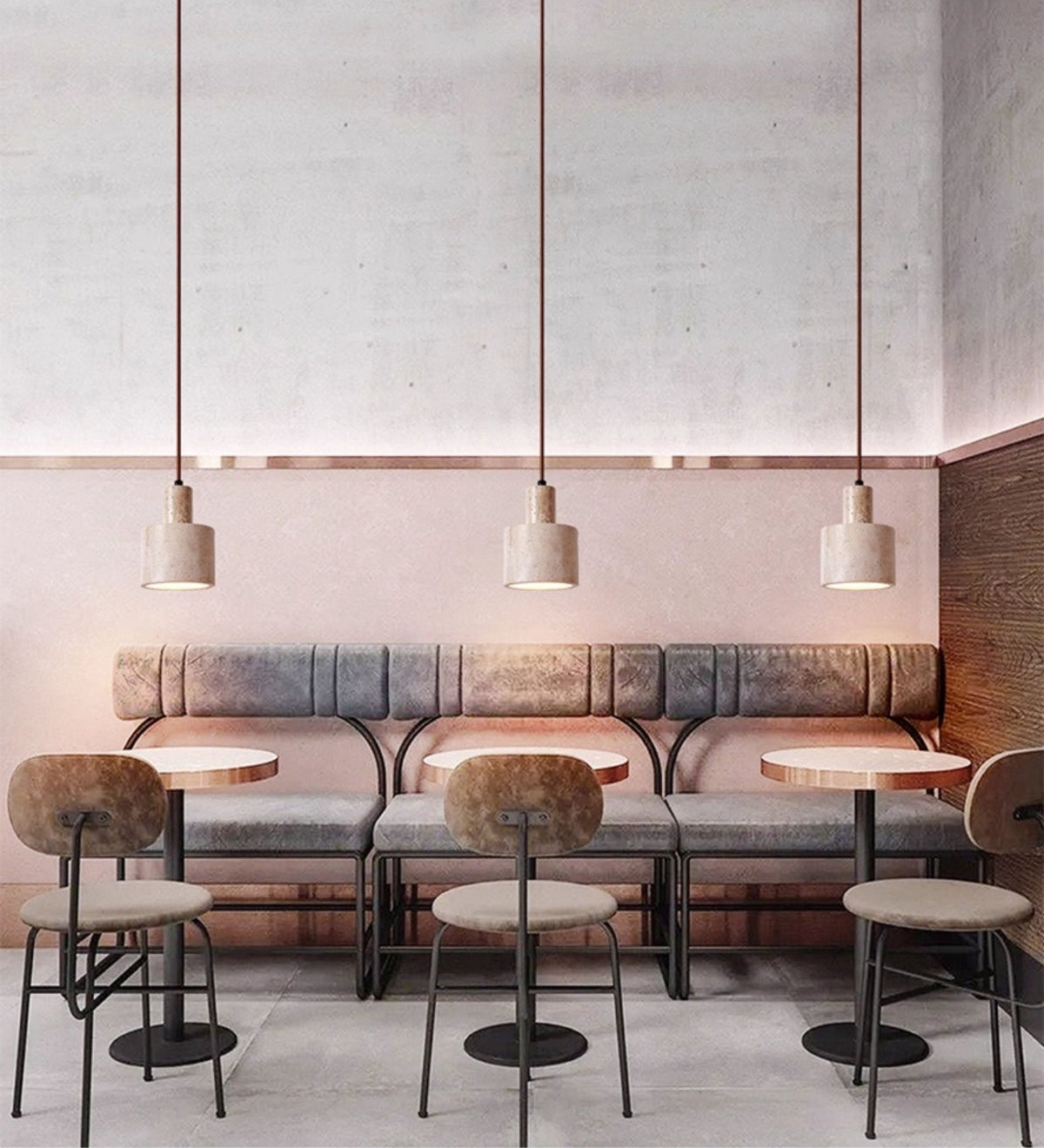 Cylindrical Travertine Pendant Lamp