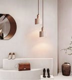 Cylindrical Travertine Pendant Lamp
