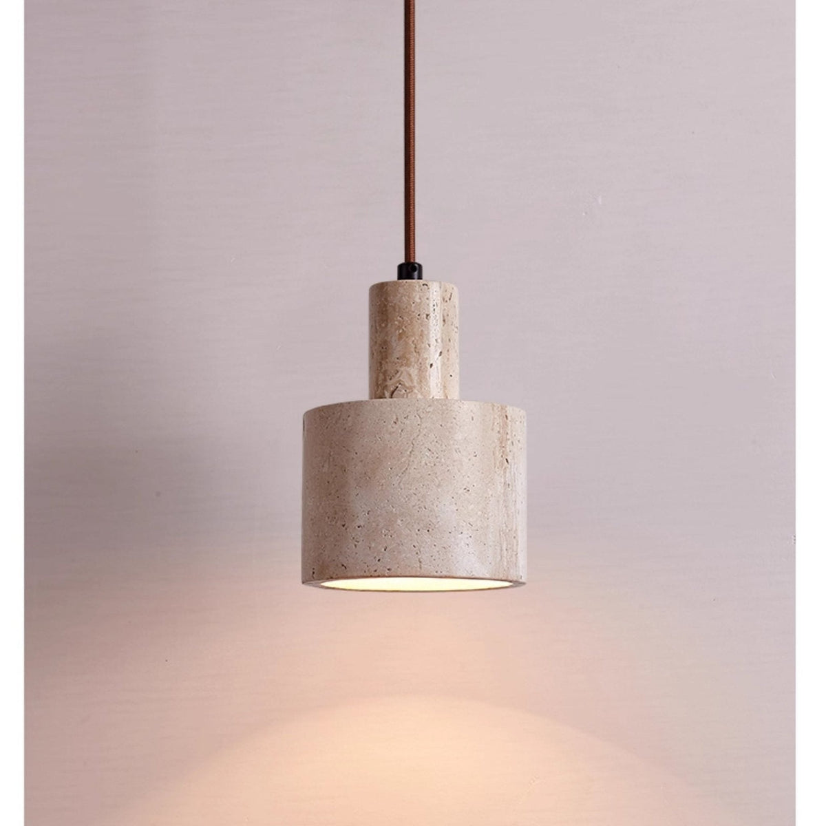 Cylindrical Travertine Pendant Lamp