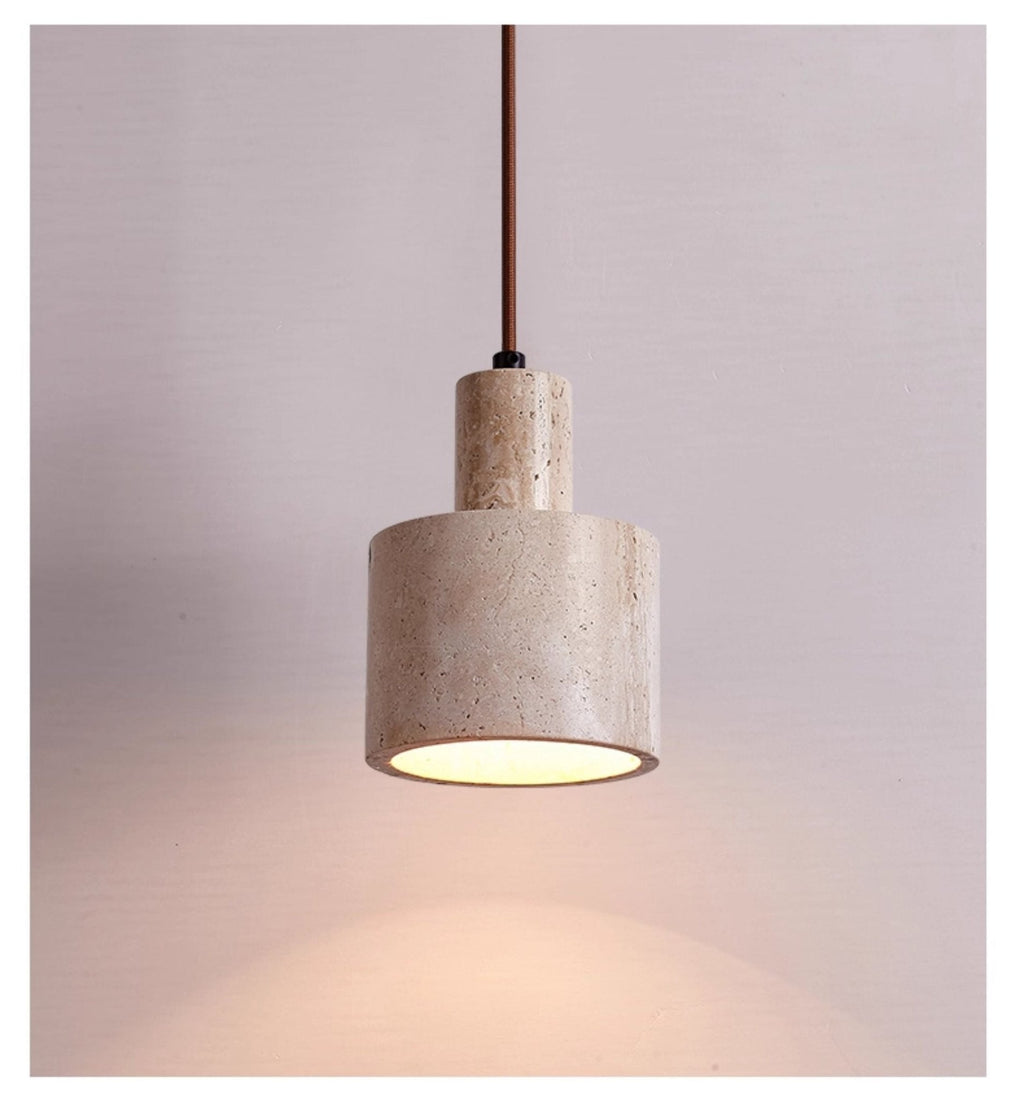 Cylindrical Travertine Pendant Lamp