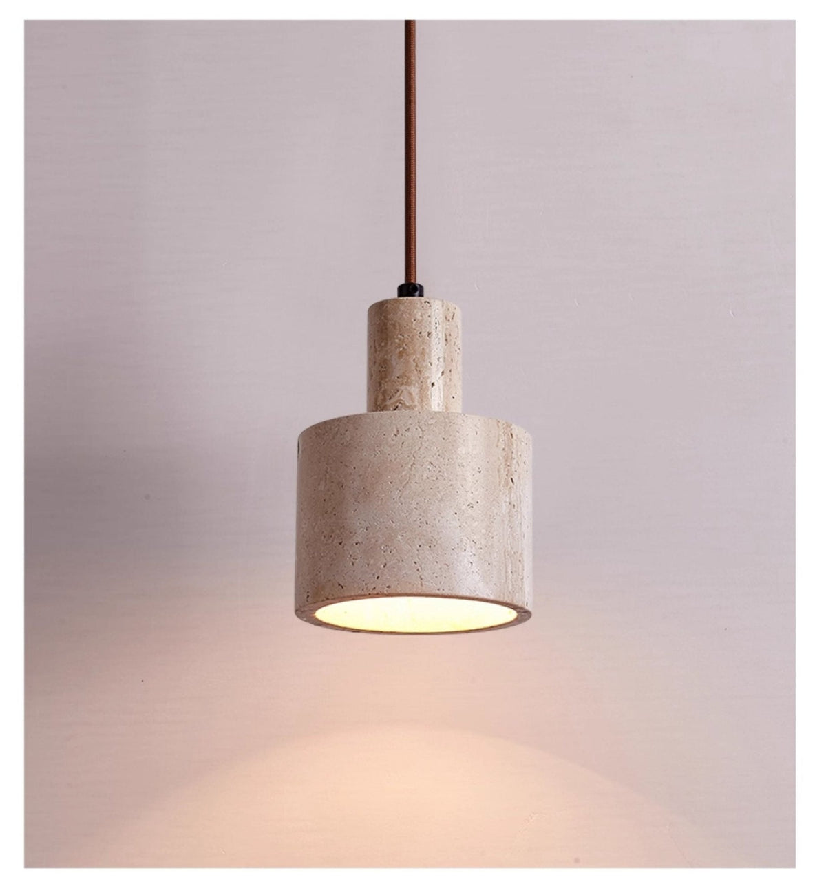 Cylindrical Travertine Pendant Lamp
