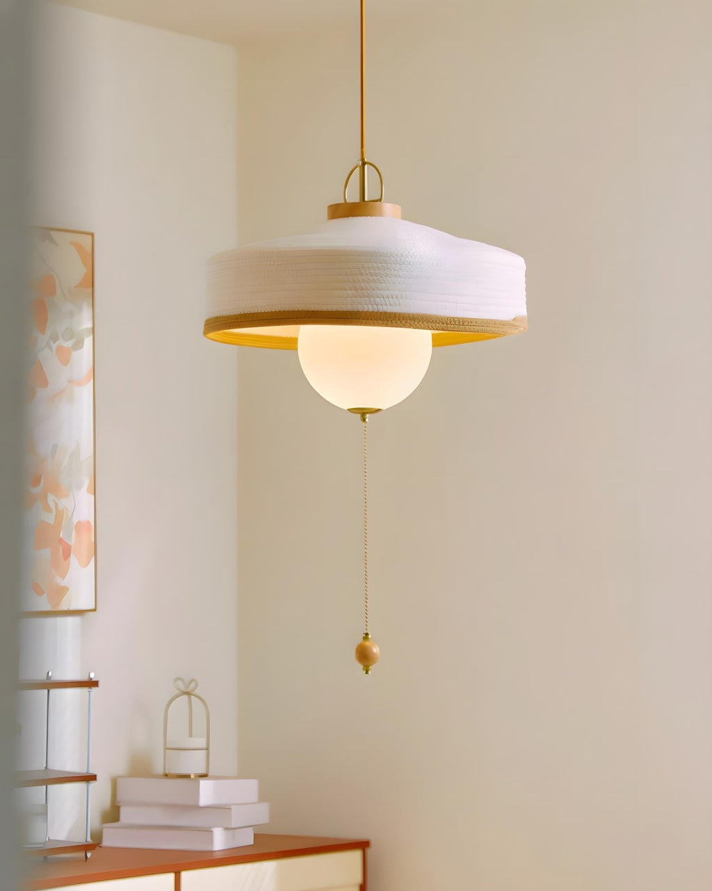 Woven Drum Globe Pendant Lamp
